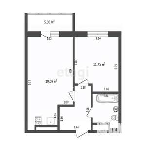 1-к квартира, вторичка, 41м2, 11/23 этаж