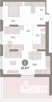 2-к квартира, вторичка, 83м2, 7/7 этаж