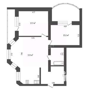 2-к квартира, вторичка, 88м2, 4/5 этаж