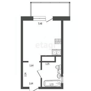 Студия квартира, вторичка, 26м2, 10/17 этаж