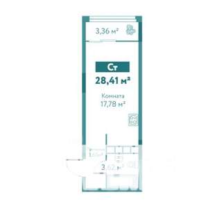 Студия квартира, строящийся дом, 28м2, 7/10 этаж
