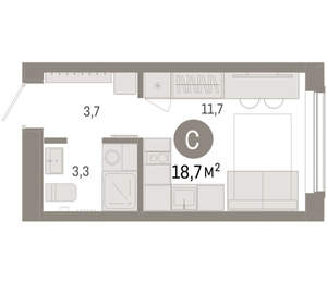 Студия квартира, вторичка, 19м2, 5/17 этаж