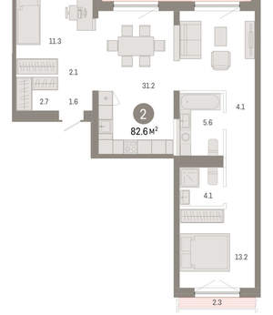 2-к квартира, вторичка, 83м2, 6/8 этаж