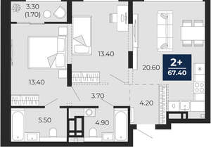 2-к квартира, вторичка, 69м2, 8/24 этаж