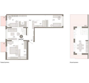 3-к квартира, вторичка, 144м2, 7/16 этаж