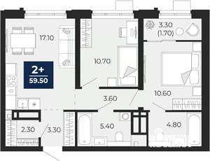 2-к квартира, вторичка, 60м2, 8/24 этаж