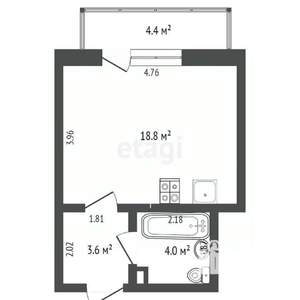 Студия квартира, вторичка, 26м2, 9/16 этаж