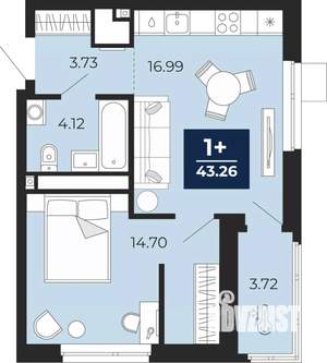 1-к квартира, вторичка, 43м2, 3/23 этаж