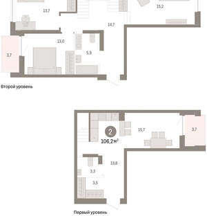 2-к квартира, вторичка, 106м2, 2/10 этаж