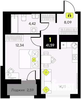 1-к квартира, вторичка, 42м2, 9/10 этаж