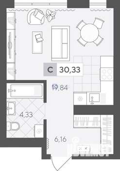 Студия квартира, вторичка, 30м2, 2/17 этаж