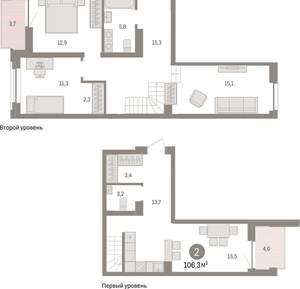 2-к квартира, вторичка, 113м2, 2/10 этаж