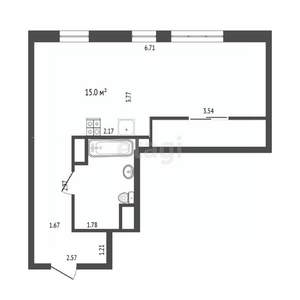 Студия квартира, вторичка, 27м2, 16/25 этаж