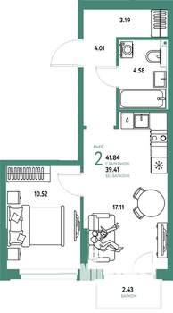 2-к квартира, вторичка, 42м2, 6/25 этаж