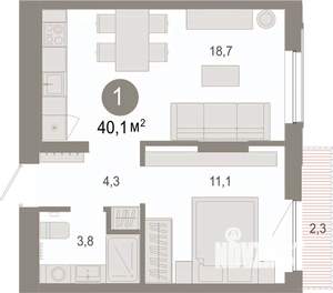 1-к квартира, вторичка, 40м2, 4/17 этаж