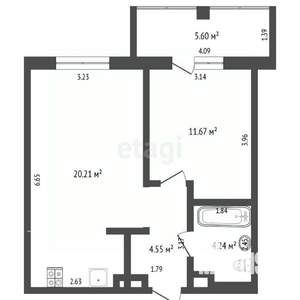 1-к квартира, вторичка, 41м2, 4/23 этаж