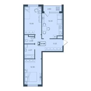 2-к квартира, вторичка, 58м2, 15/25 этаж