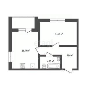 1-к квартира, вторичка, 42м2, 1/16 этаж