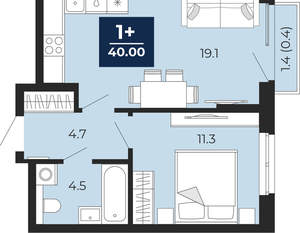 1-к квартира, вторичка, 40м2, 2/16 этаж