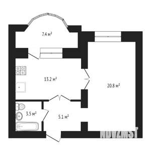 1-к квартира, вторичка, 42м2, 8/12 этаж