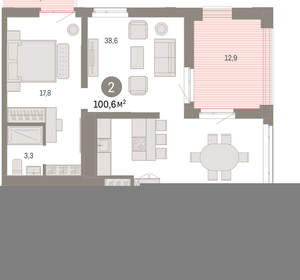 2-к квартира, вторичка, 101м2, 3/25 этаж