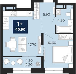 1-к квартира, вторичка, 41м2, 11/24 этаж