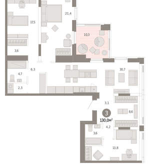 3-к квартира, вторичка, 130м2, 24/25 этаж