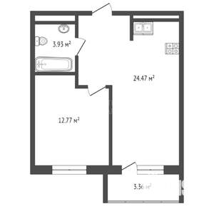 1-к квартира, вторичка, 42м2, 8/10 этаж