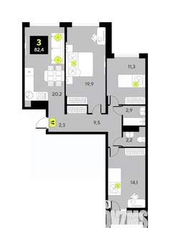 3-к квартира, вторичка, 82м2, 17/17 этаж