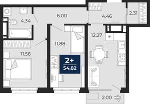 2-к квартира, вторичка, 53м2, 9/24 этаж