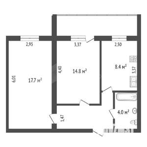 2-к квартира, вторичка, 52м2, 4/9 этаж