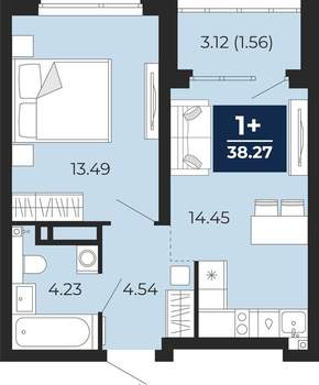 1-к квартира, вторичка, 37м2, 2/22 этаж