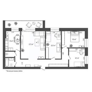 4-к квартира, вторичка, 72м2, 3/12 этаж