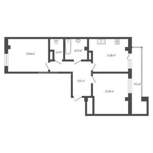 2-к квартира, вторичка, 59м2, 12/18 этаж