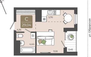 Студия квартира, вторичка, 29м2, 5/15 этаж