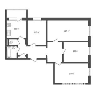 4-к квартира, вторичка, 83м2, 5/5 этаж
