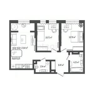 2-к квартира, вторичка, 55м2, 5/25 этаж