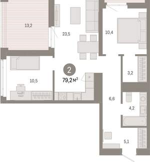 2-к квартира, вторичка, 79м2, 18/25 этаж