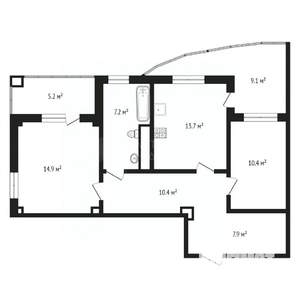 2-к квартира, вторичка, 64м2, 3/22 этаж