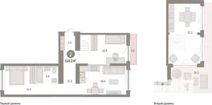 2-к квартира, вторичка, 114м2, 8/8 этаж