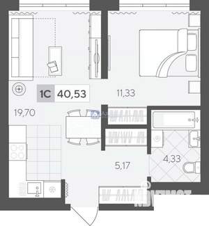 1-к квартира, вторичка, 41м2, 5/17 этаж