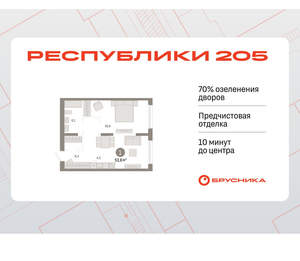 1-к квартира, вторичка, 54м2, 7/17 этаж