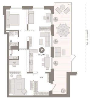 2-к квартира, вторичка, 108м2, 1/9 этаж