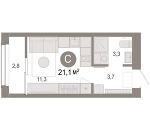 Студия квартира, вторичка, 21м2, 14/17 этаж