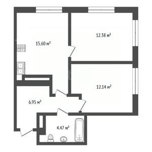 2-к квартира, вторичка, 52м2, 20/24 этаж