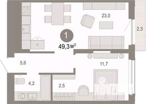 1-к квартира, вторичка, 49м2, 10/17 этаж