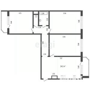 3-к квартира, вторичка, 90м2, 2/14 этаж