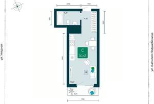 Студия квартира, вторичка, 30м2, 4/17 этаж