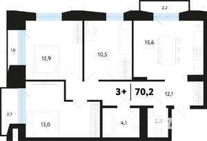 3-к квартира, вторичка, 70м2, 5/16 этаж
