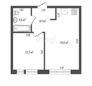 1-к квартира, вторичка, 40м2, 4/24 этаж